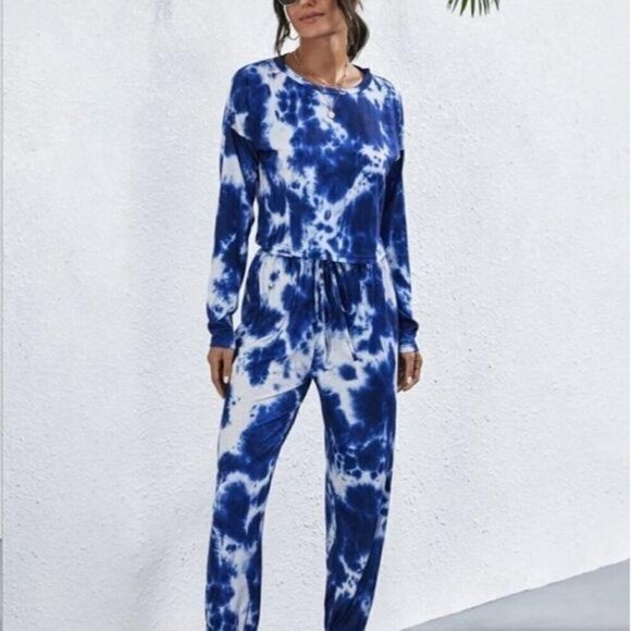 SHEIN Pants - Blue And White Loungewear Set